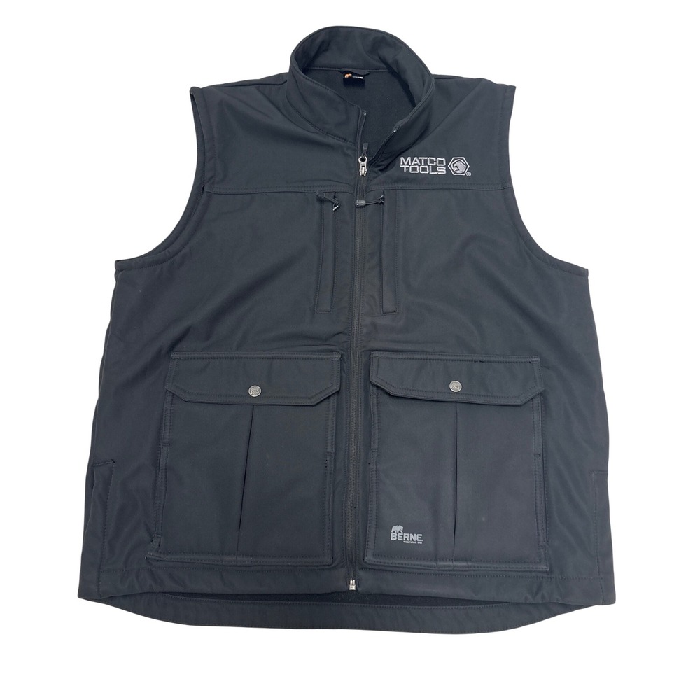 Berne Matco Tools Mens Black Softshell Fleece Lined Work Utility Vest XL